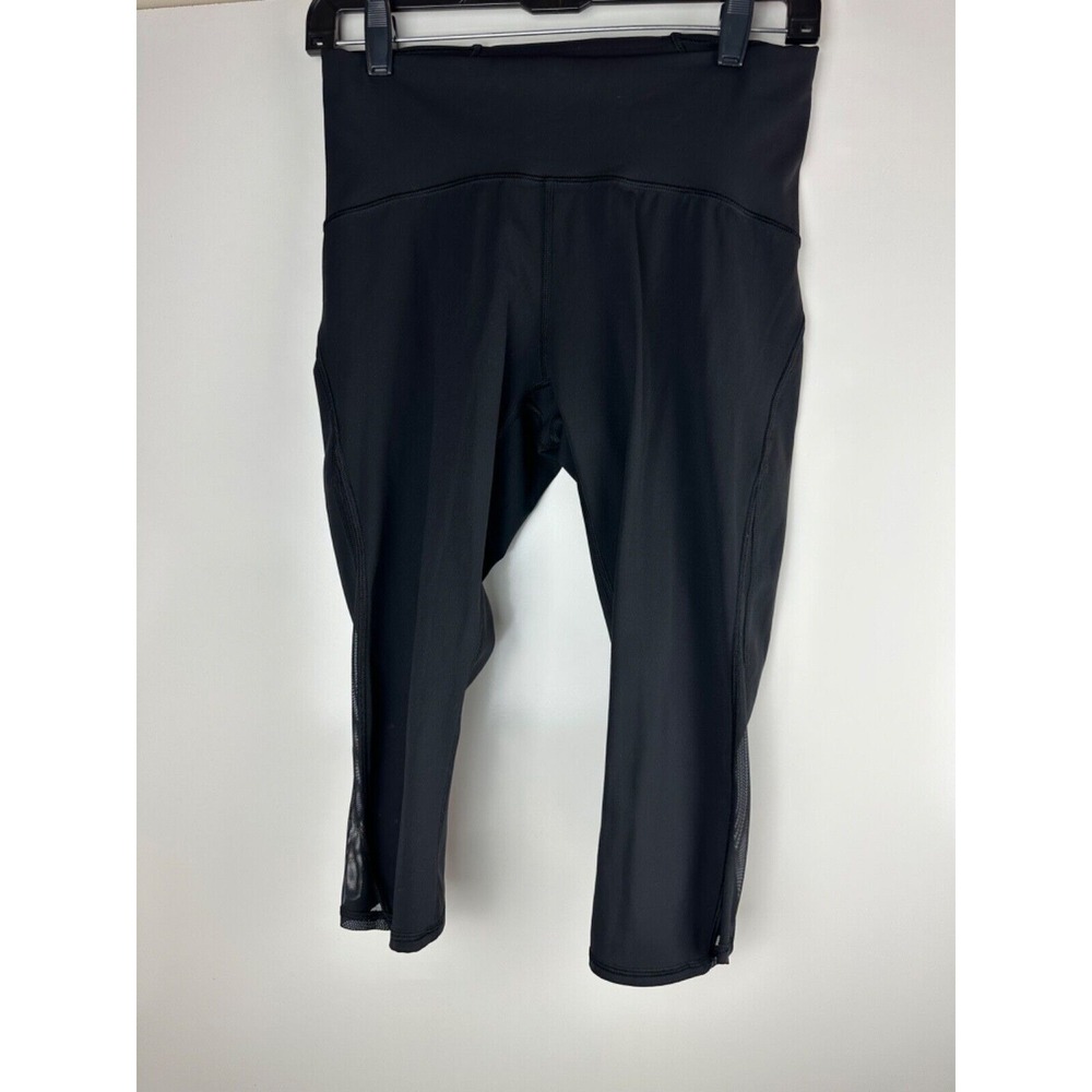 Lululemon Train Times Crop 17" Leggings Black Mesh Panels Stretch Women's Size 8 - Picture 3 of 7